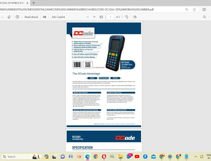 DCODE DC33A2 2D WIRELESS SCANNER