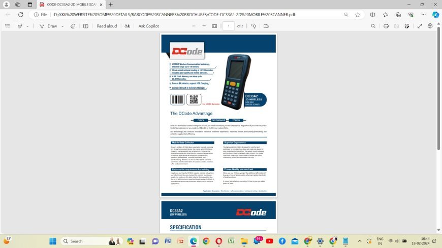 DCODE DC33A2 2D WIRELESS SCANNER