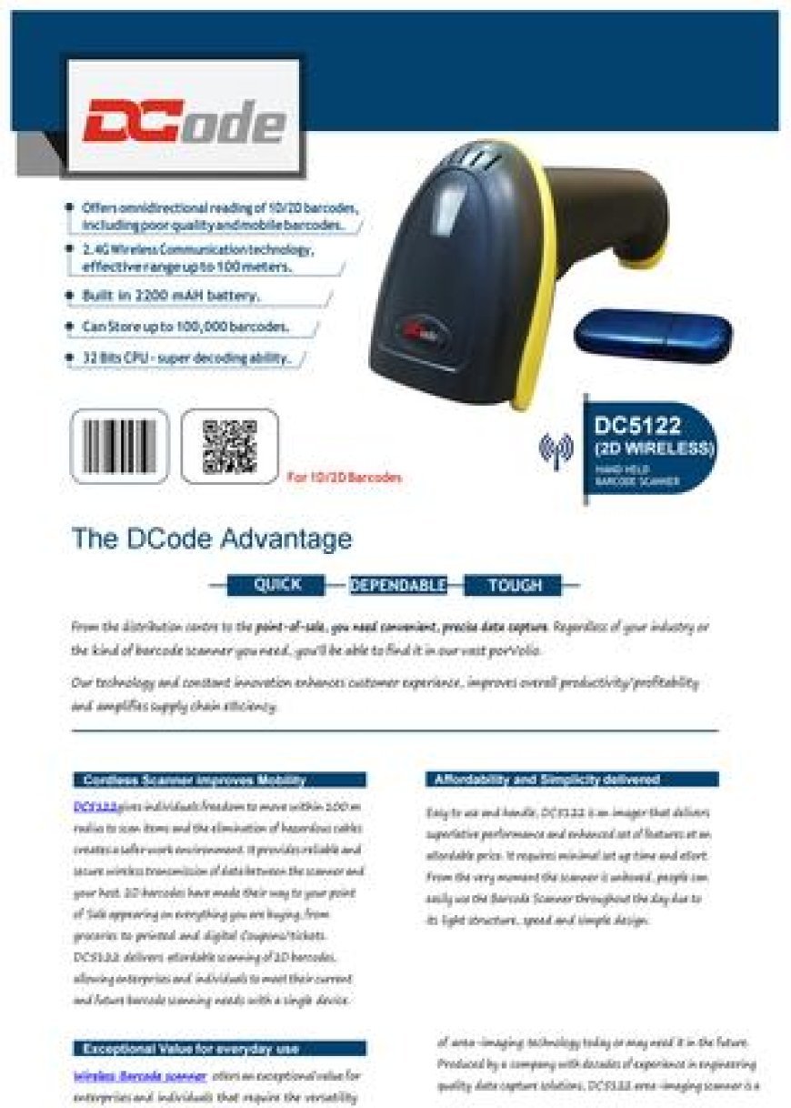 DCODE 5122BT 2D WIRELESS SCANNER