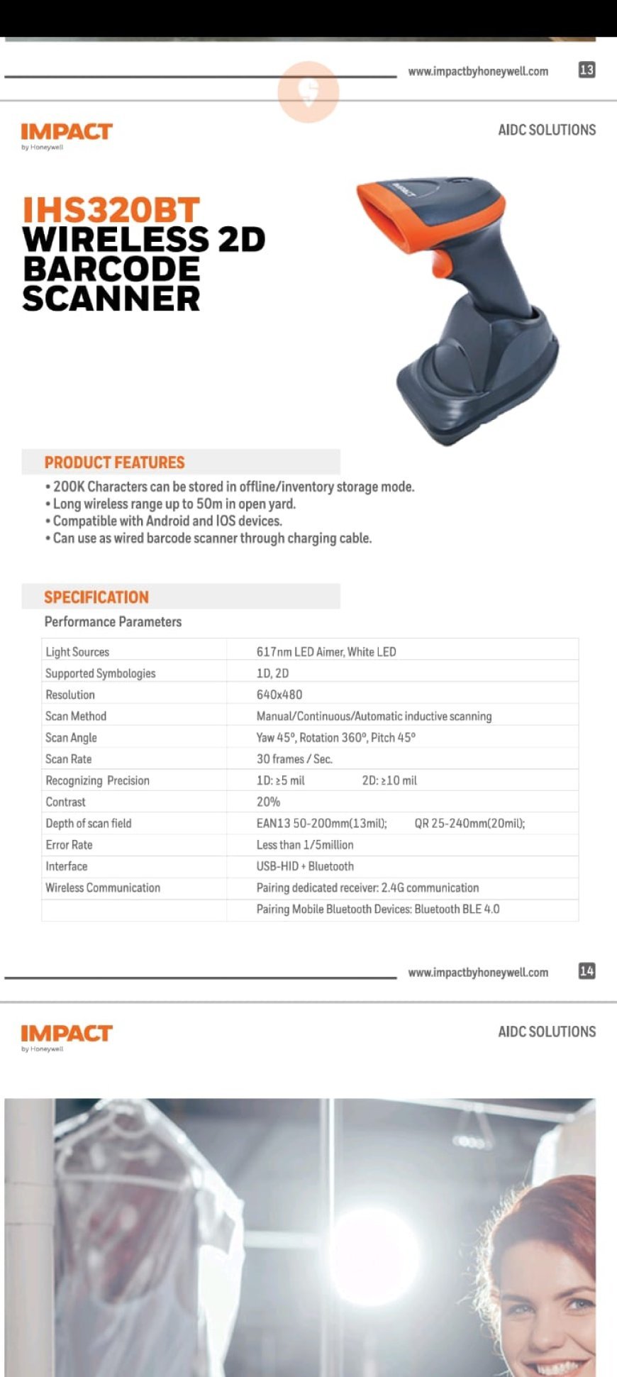 IMPACT By Honeywell 2D Wireless Scanner-IHS320BT